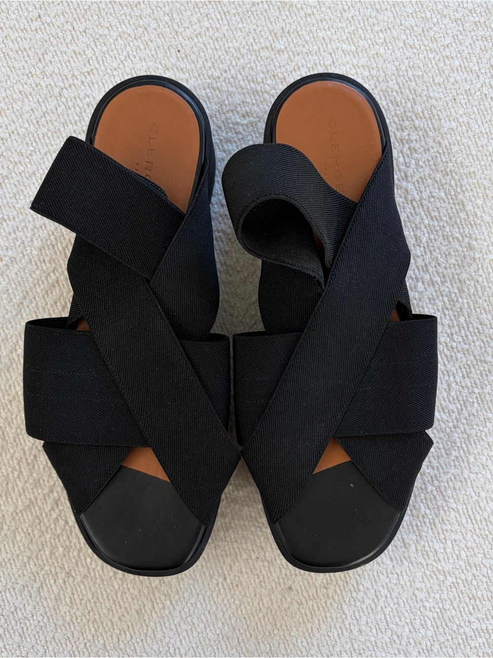 Robert Clergerie Paris Black Elastic Crossover Sandals